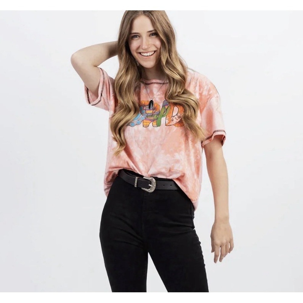 American Bling Women's Tye Dye T-Shirt‎ Size XL Short Sleeves Crewneck Casual
